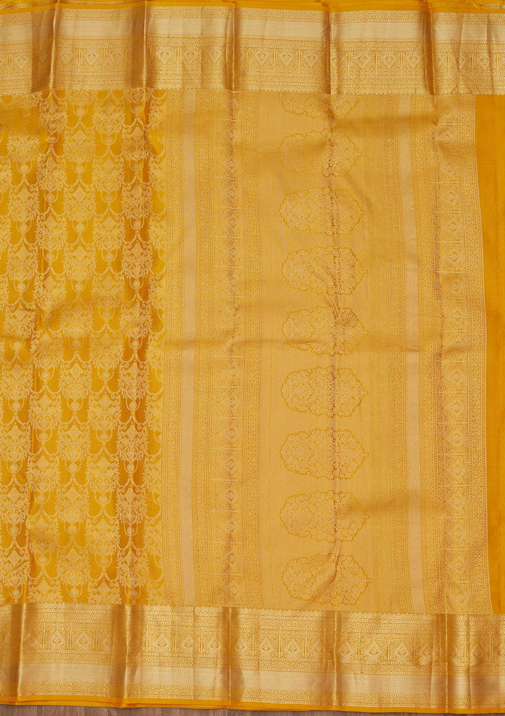 Yellow Zariwork Pure Silk Saree-koskii