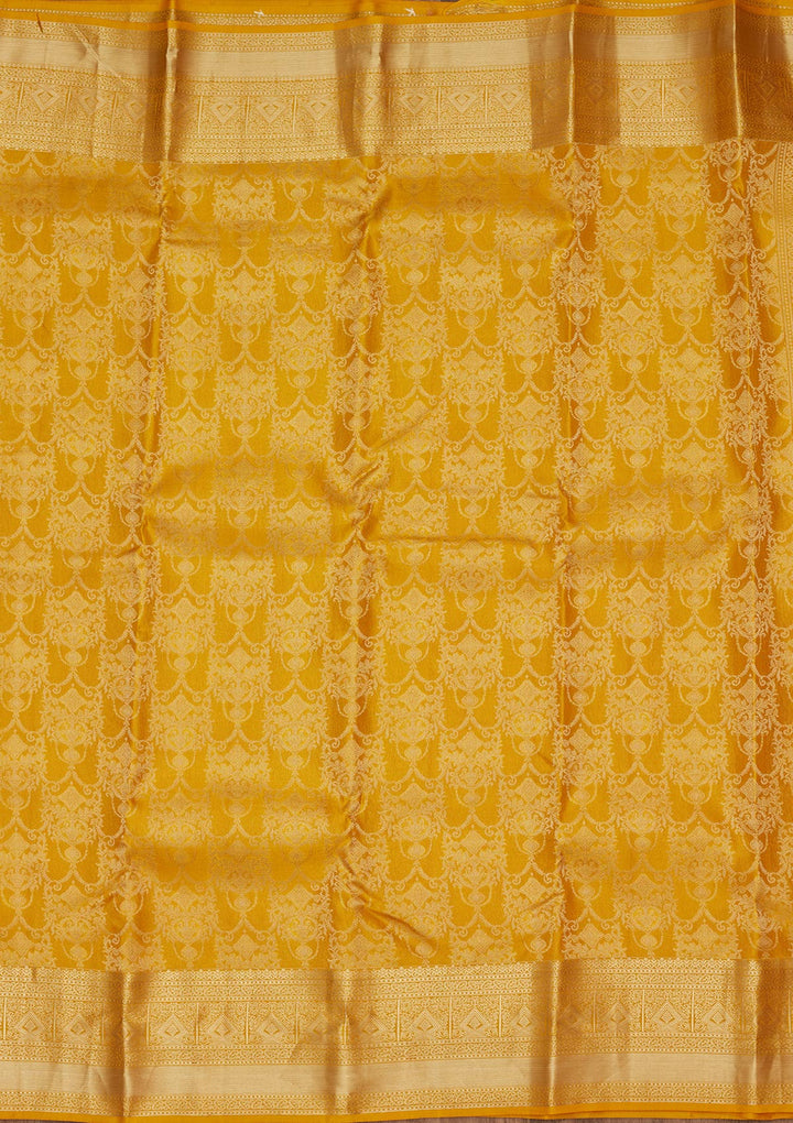 Yellow Zariwork Pure Silk Saree-koskii
