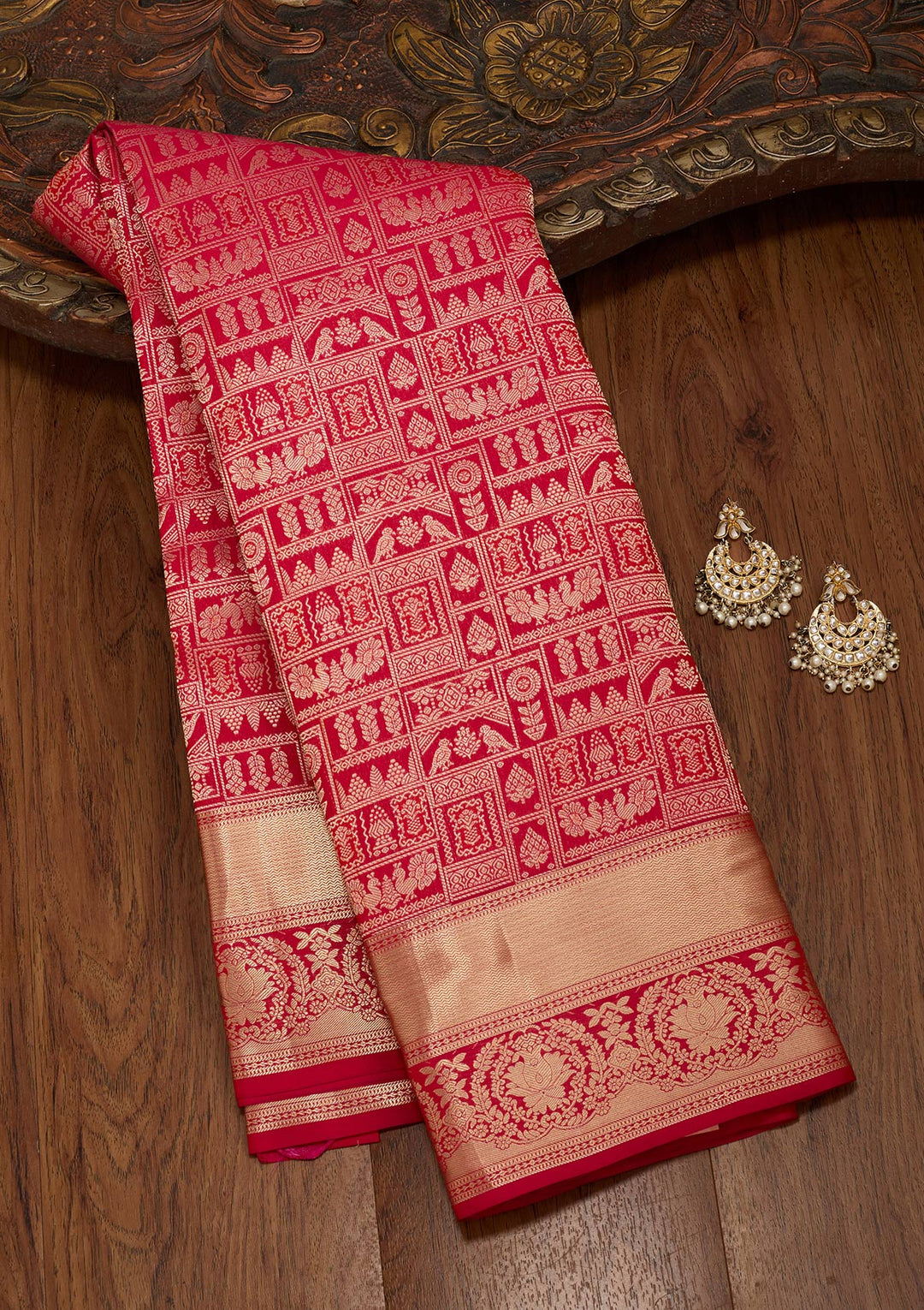 Maroon Zariwork Pure Silk Saree-koskii