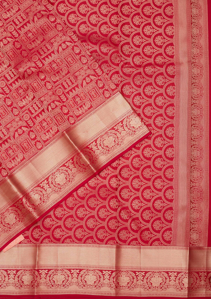 Maroon Zariwork Pure Silk Saree-koskii