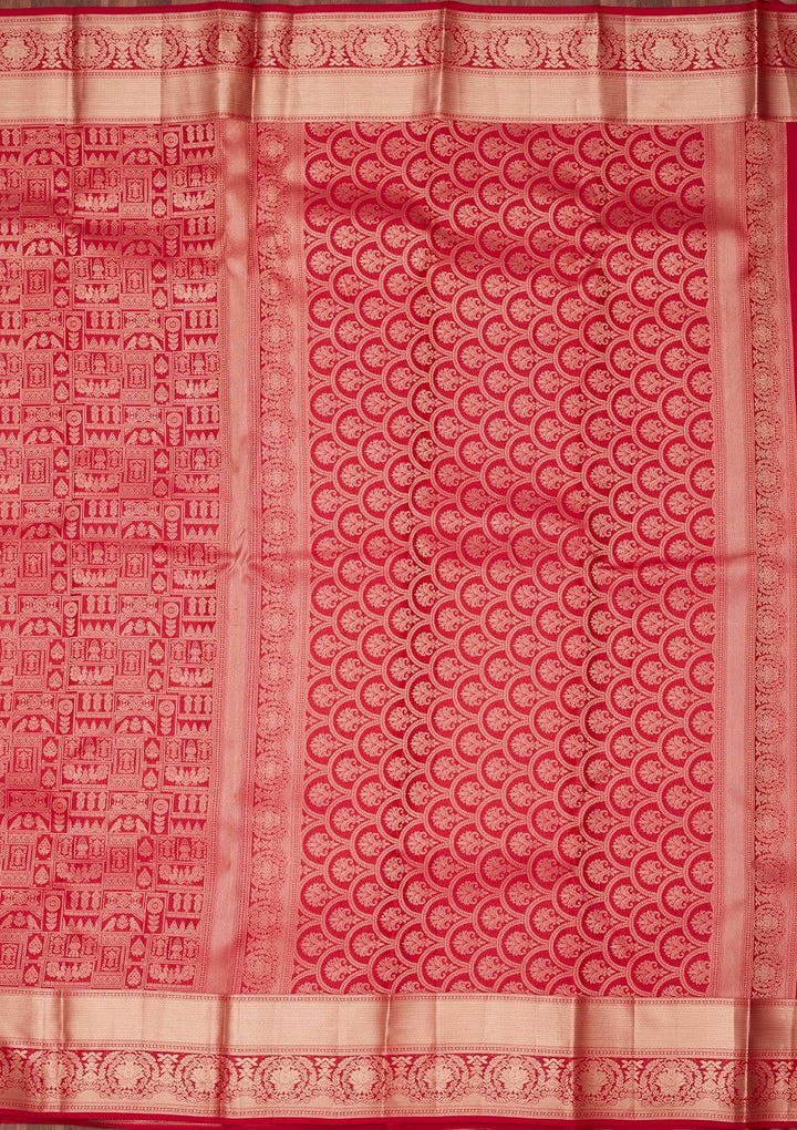 Maroon Zariwork Pure Silk Saree-koskii