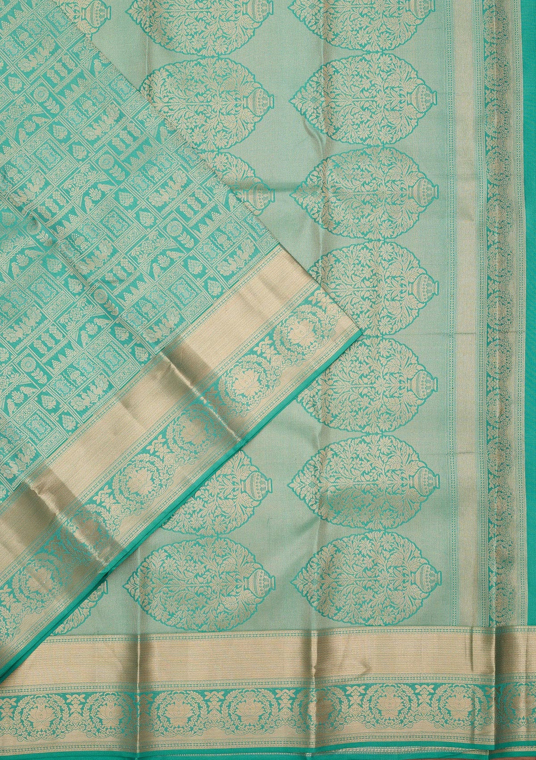 Sea Green Zariwork Pure Silk Saree