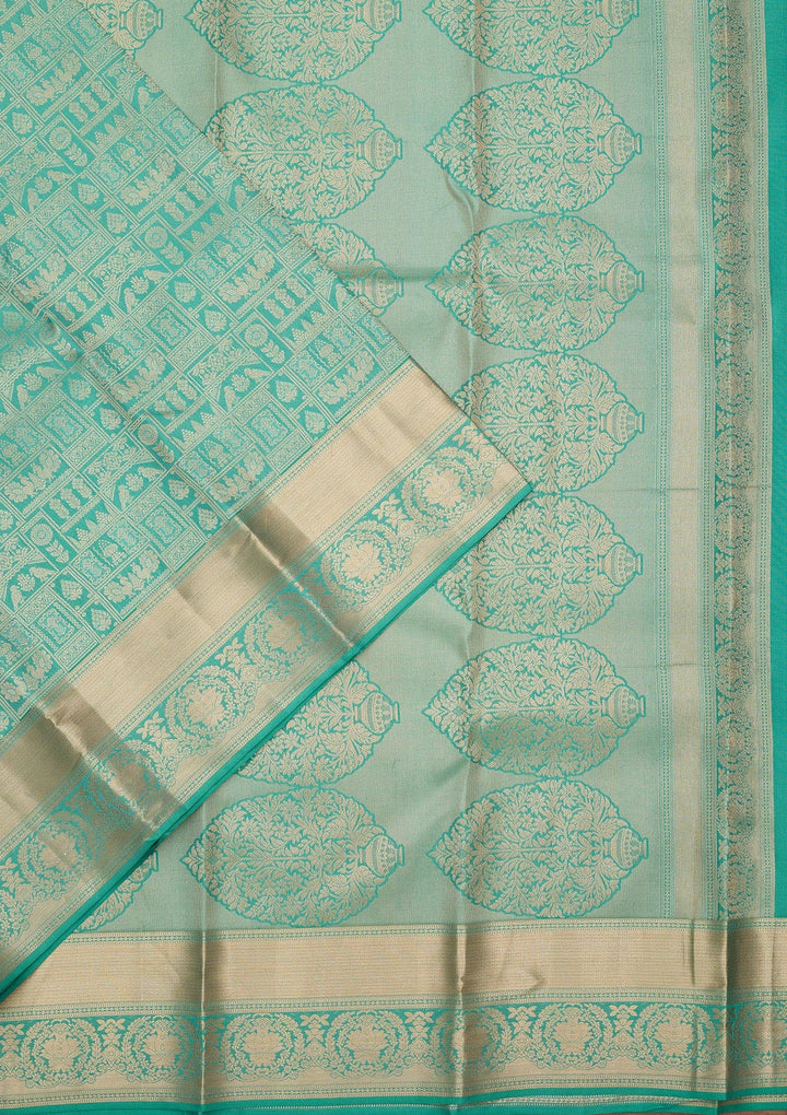 Sea Green Zariwork Pure Silk Saree