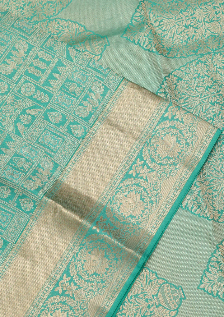 Sea Green Zariwork Pure Silk Saree