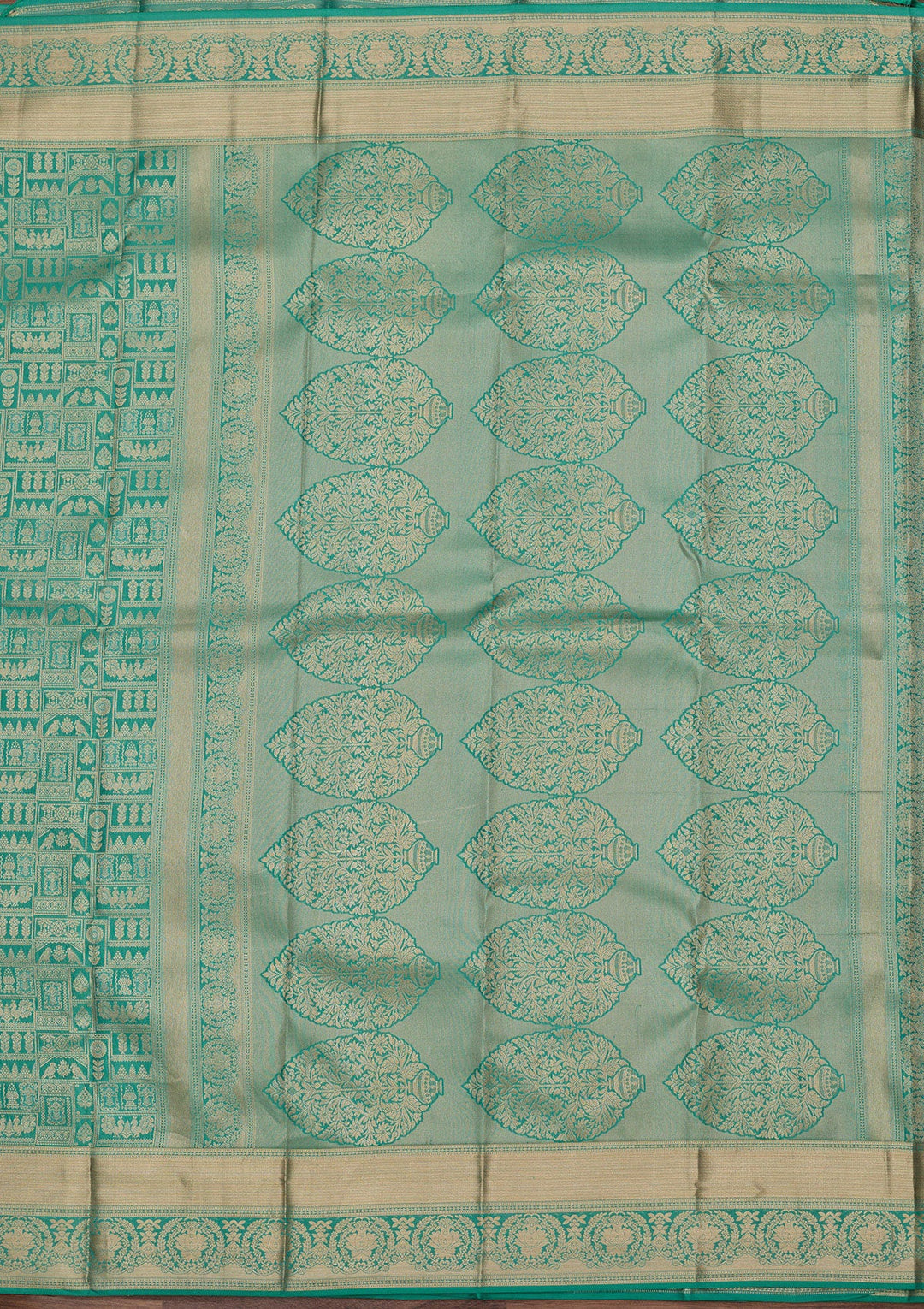 Sea Green Zariwork Pure Silk Saree