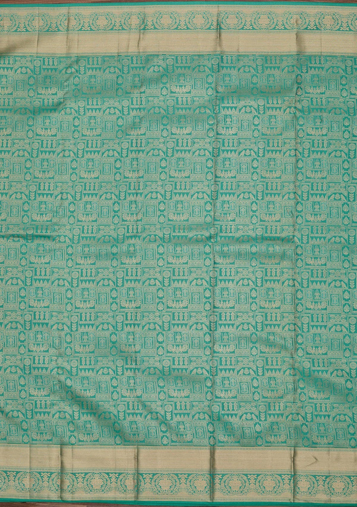 Sea Green Zariwork Pure Silk Saree