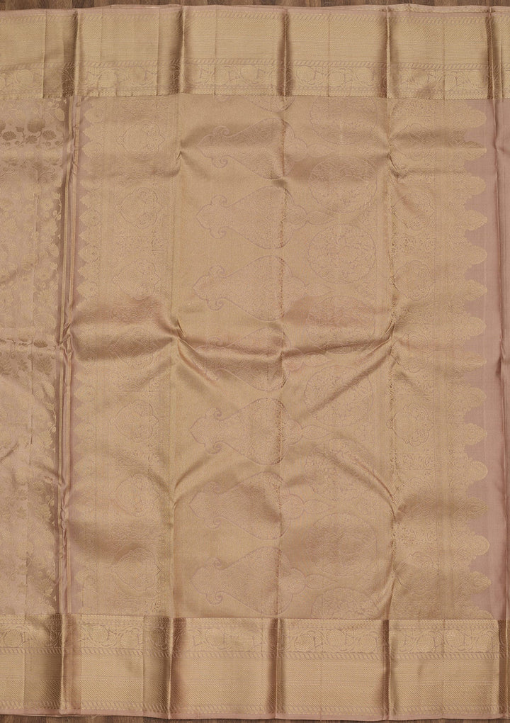 Mauve Zariwork Pure Silk Saree-koskii