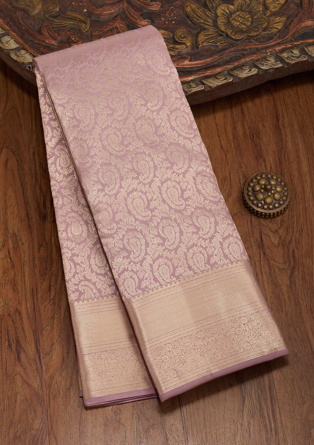 Light Brown Zariwork Pure Silk Saree-koskii