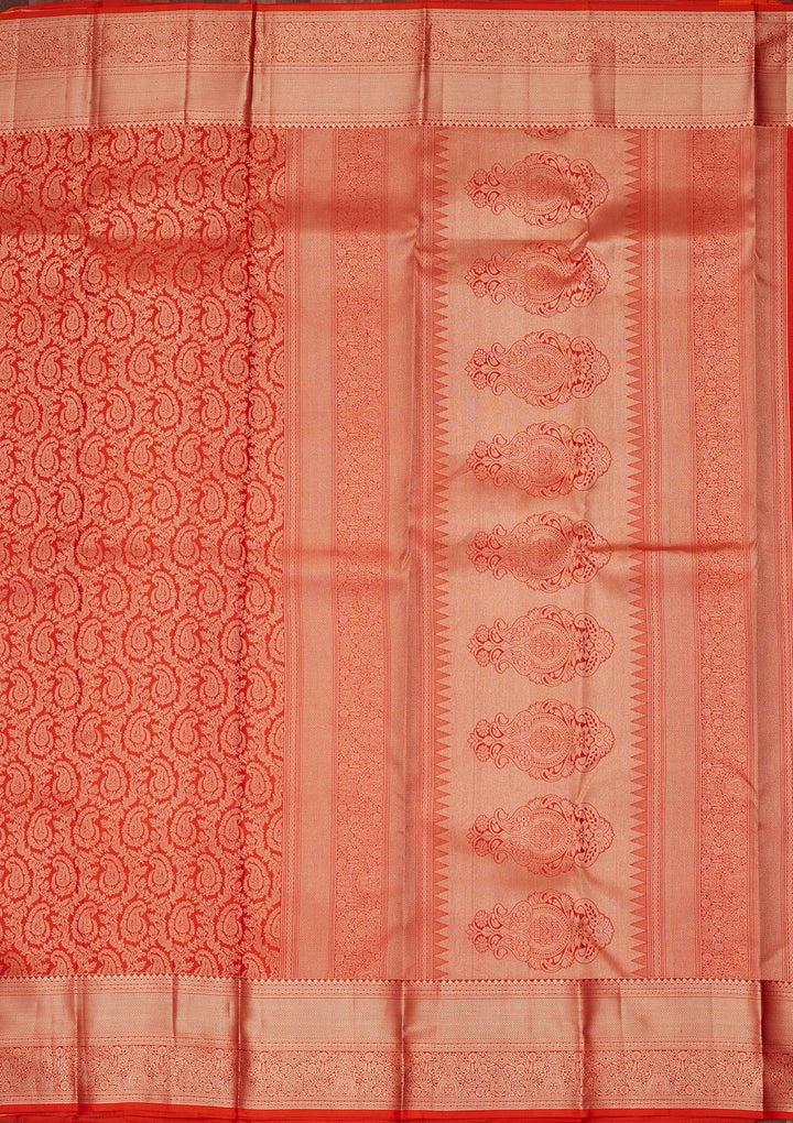 Orange Zariwork Pure Silk Silk_Saree-koskii