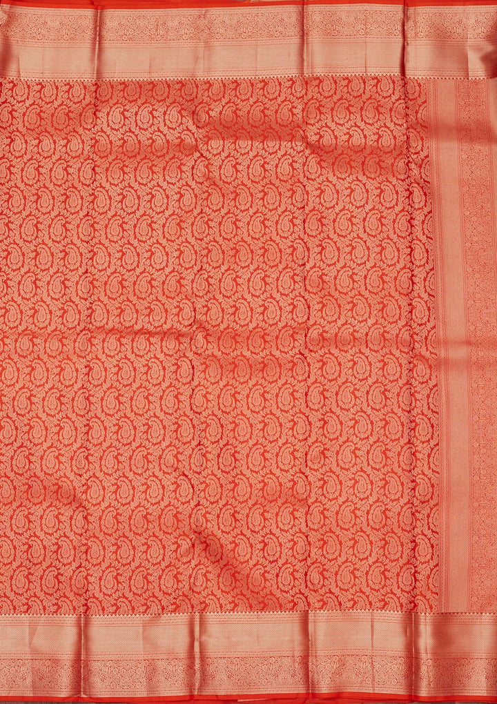 Orange Zariwork Pure Silk Silk_Saree-koskii