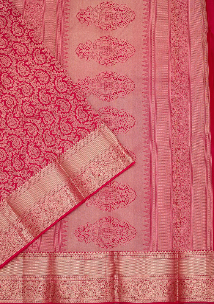 Rani Pink Kanjivaram Pure Silk Saree