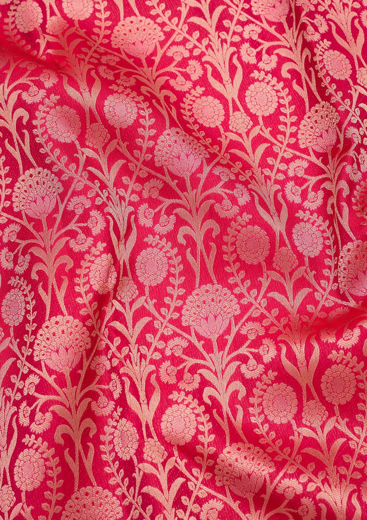 Rani Pink Zariwork Pure Silk Saree-koskii