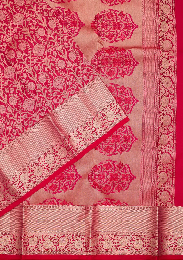 Rani Pink Zariwork Pure Silk Saree-koskii