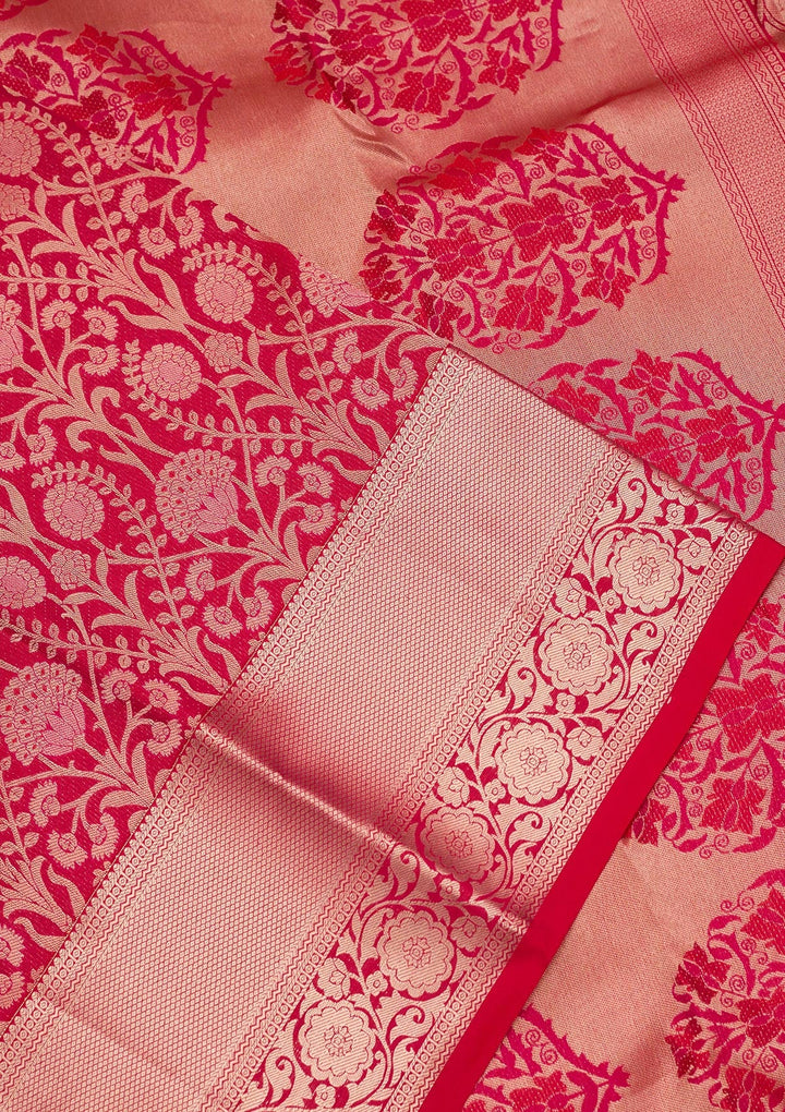 Rani Pink Zariwork Pure Silk Saree-koskii