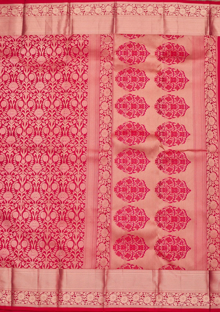 Rani Pink Zariwork Pure Silk Saree-koskii