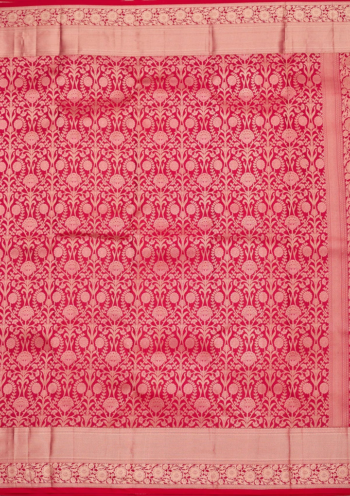 Rani Pink Zariwork Pure Silk Saree-koskii