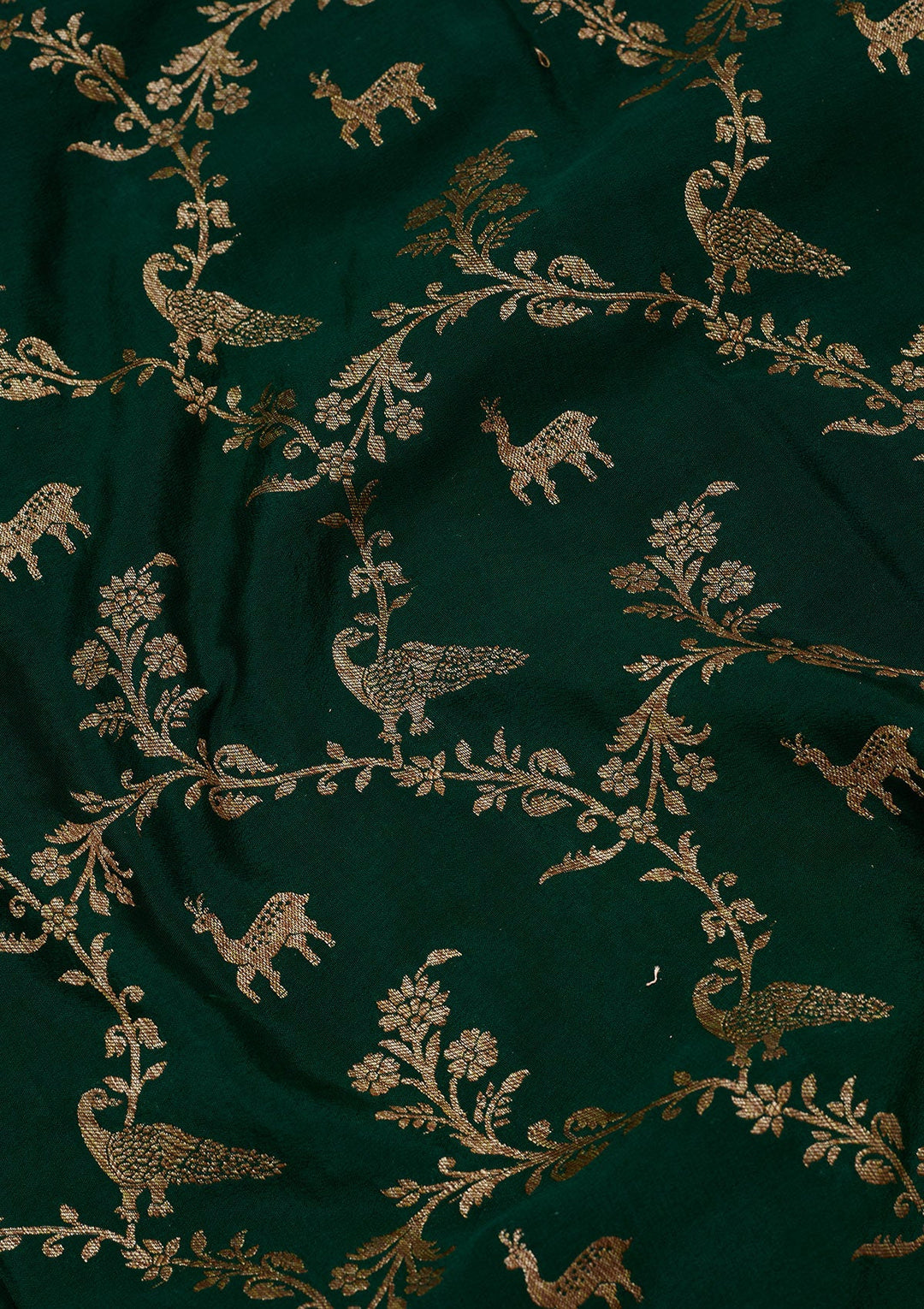 Bottle Green Zariwork Pure Crepe Silk Saree