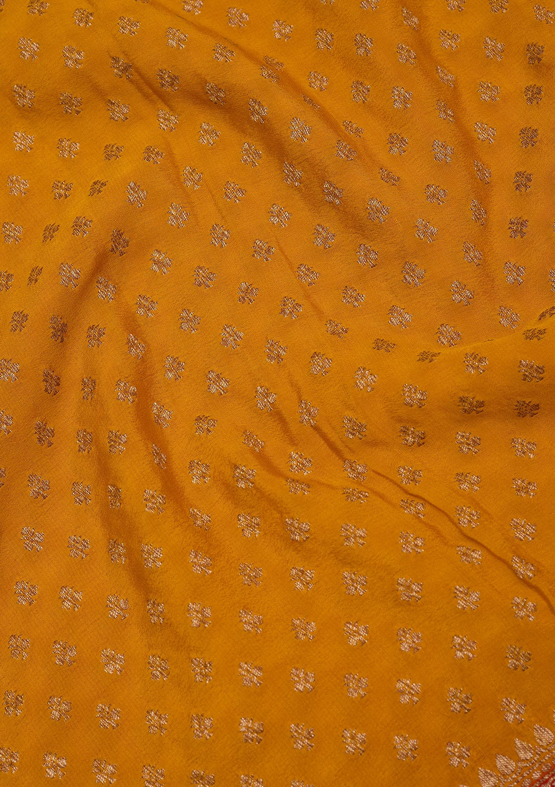 Mustard Zariwork Pure Crepe Silk Saree