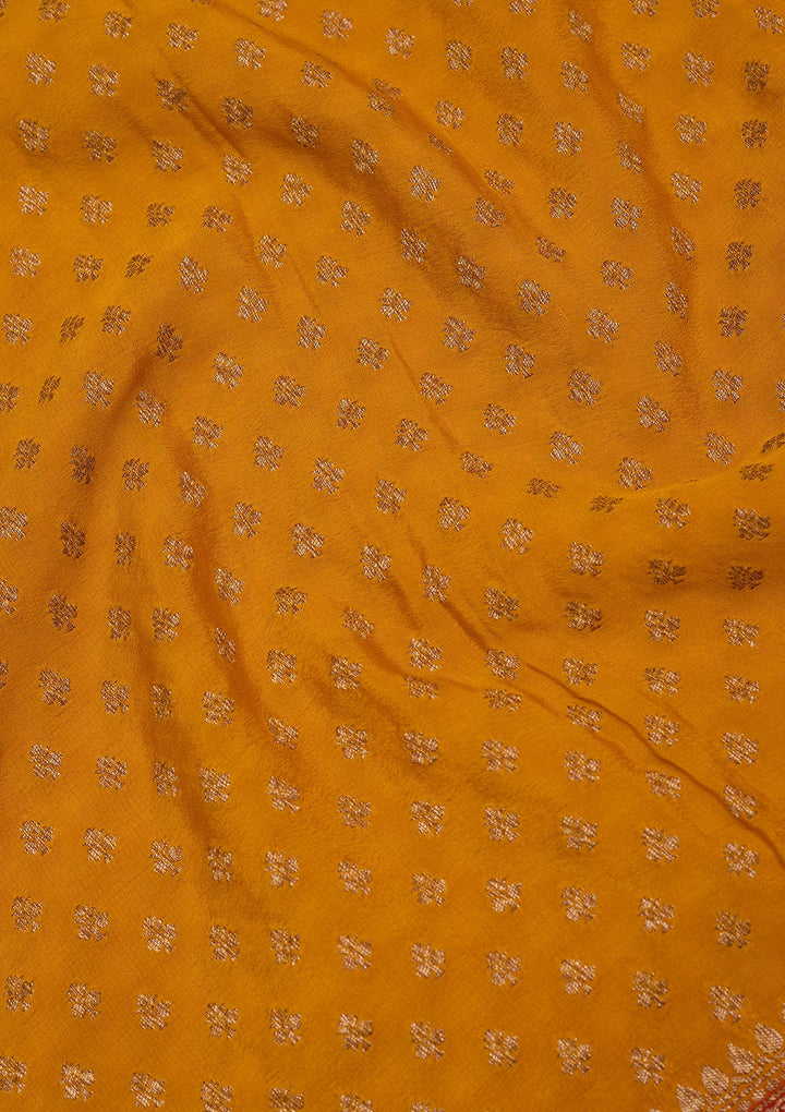 Mustard Zariwork Pure Crepe Silk Saree