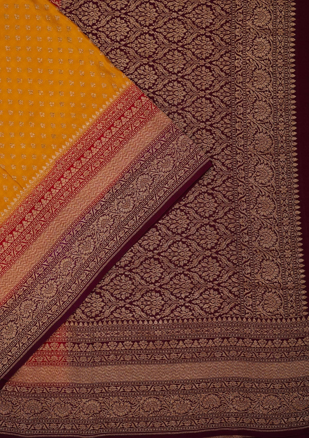 Mustard Zariwork Pure Crepe Silk Saree