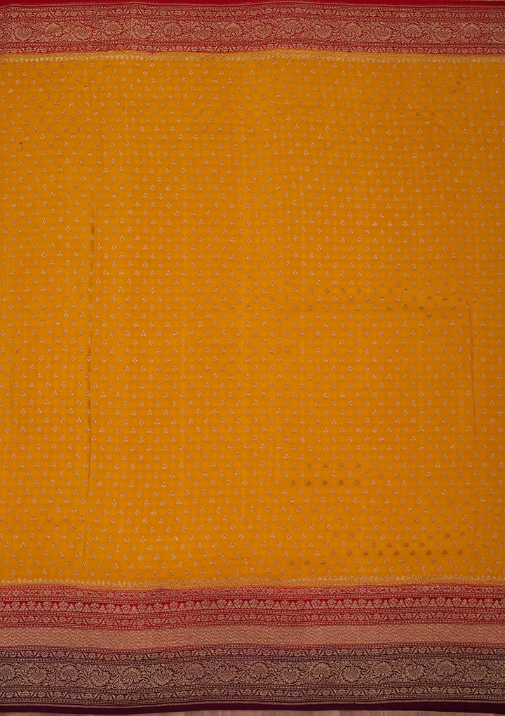 Mustard Zariwork Pure Crepe Silk Saree