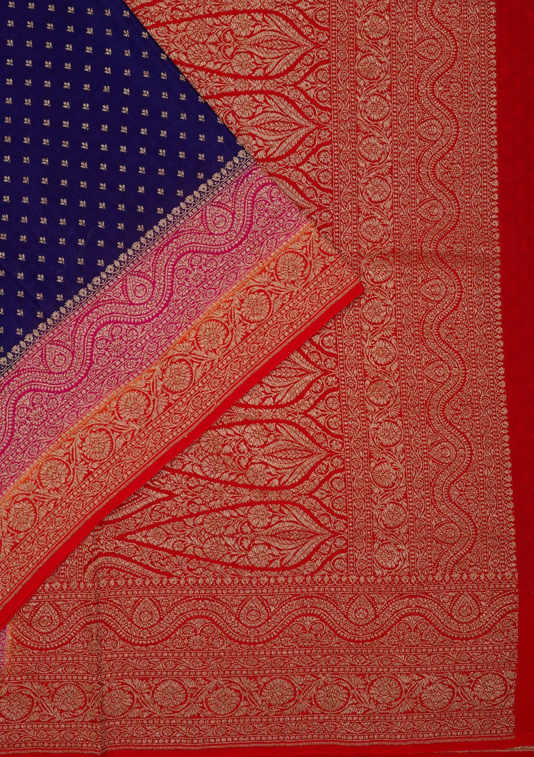 Royal Blue Zariwork Pure Crepe Silk Saree