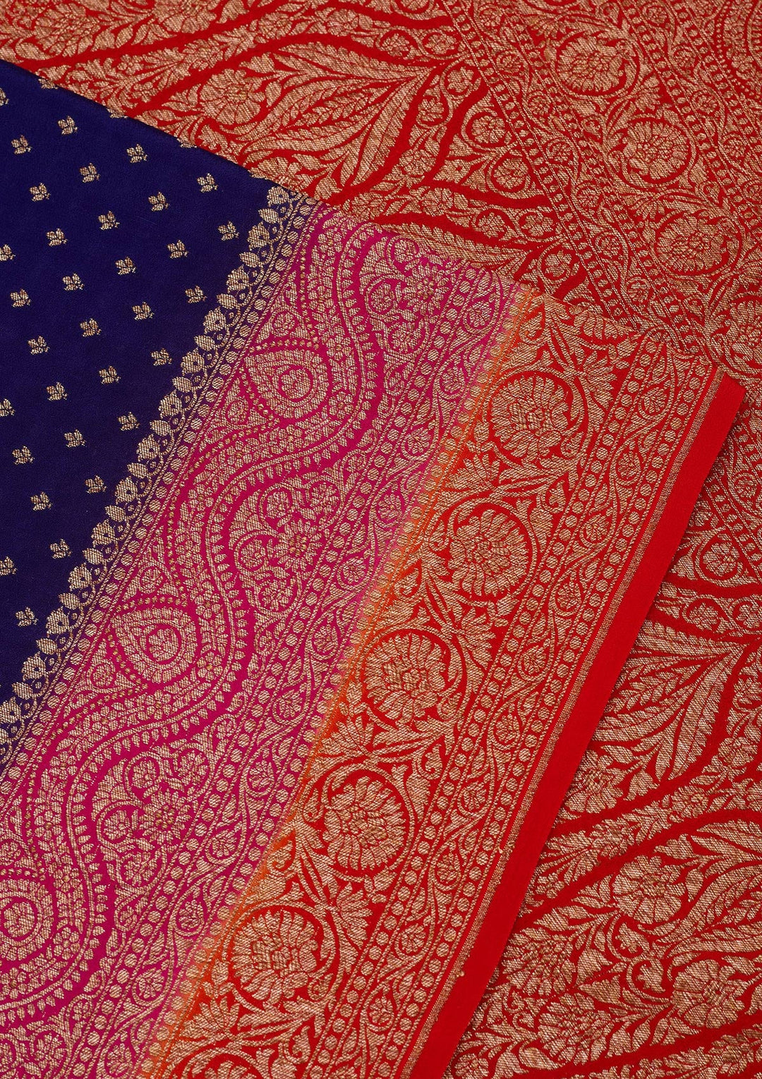 Royal Blue Zariwork Pure Crepe Silk Saree