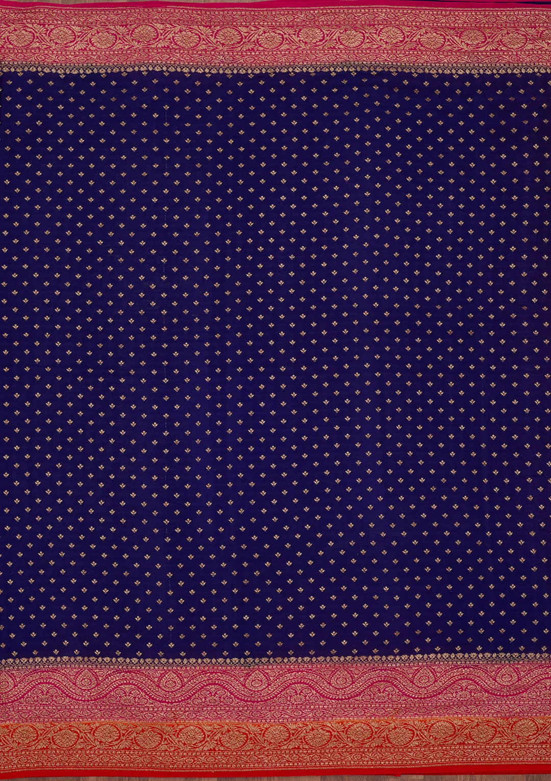 Royal Blue Zariwork Pure Crepe Silk Saree