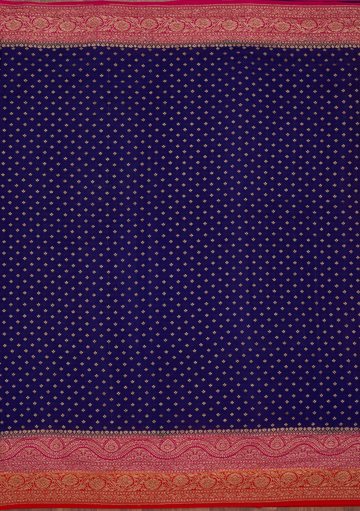 Royal Blue Zariwork Pure Crepe Silk Saree