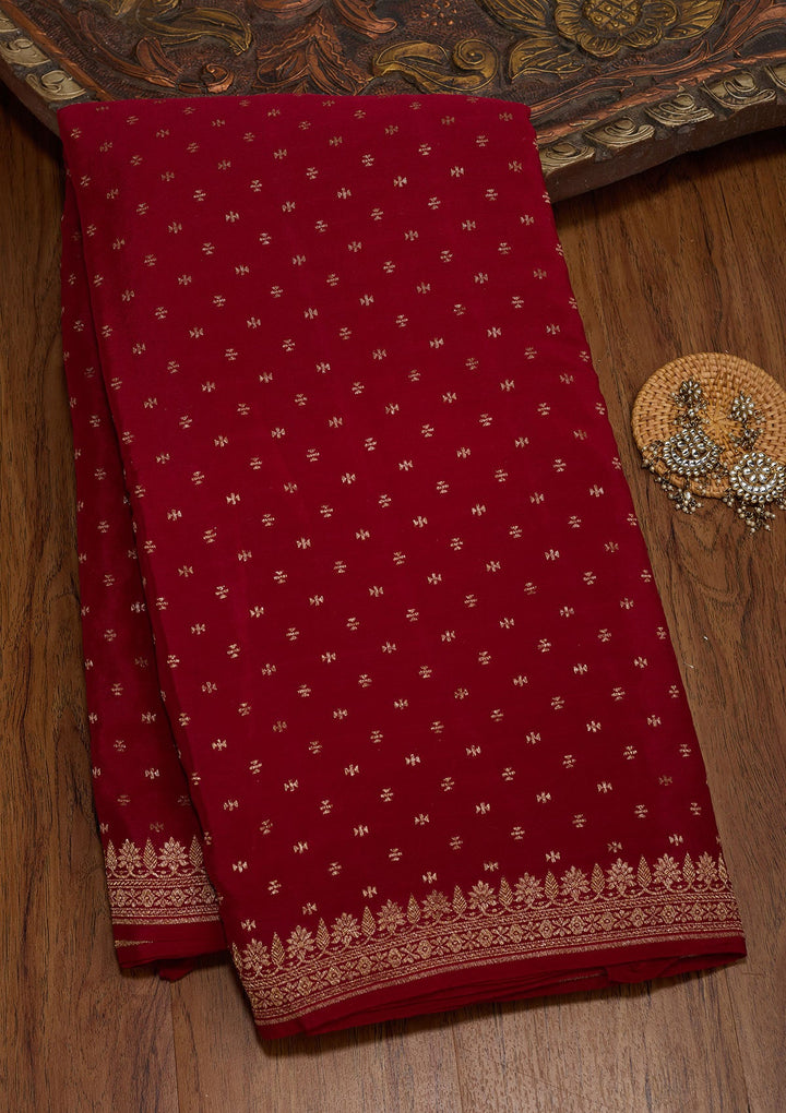Maroon Zariwork Pure Crepe Silk Saree-koskii