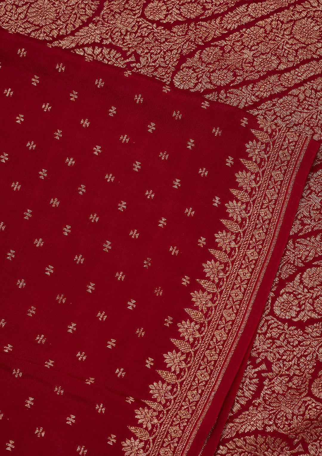 Maroon Zariwork Pure Crepe Silk Saree