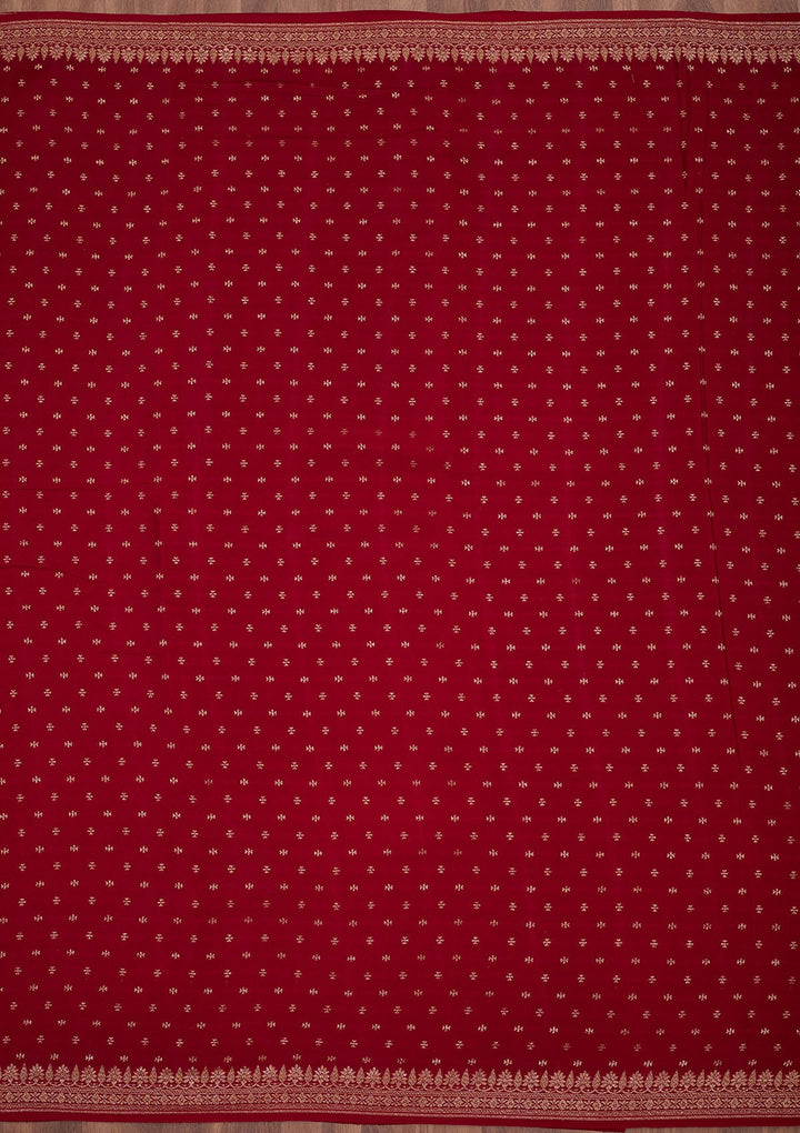 Maroon Zariwork Pure Crepe Silk Saree