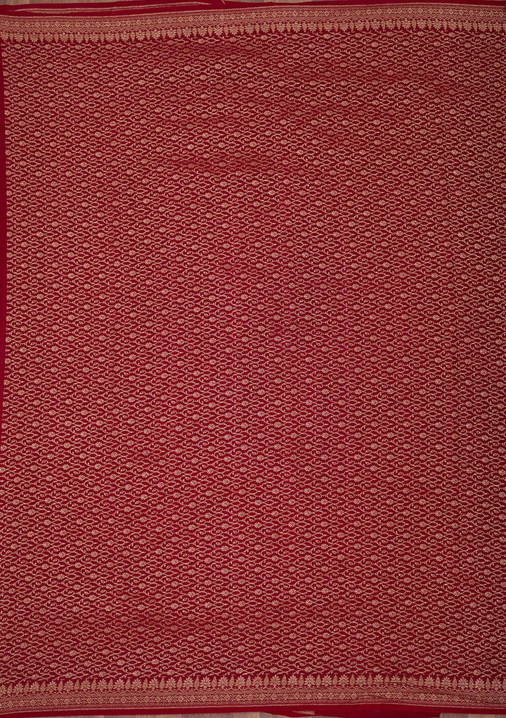 Maroon Zariwork Pure Crepe Silk Saree