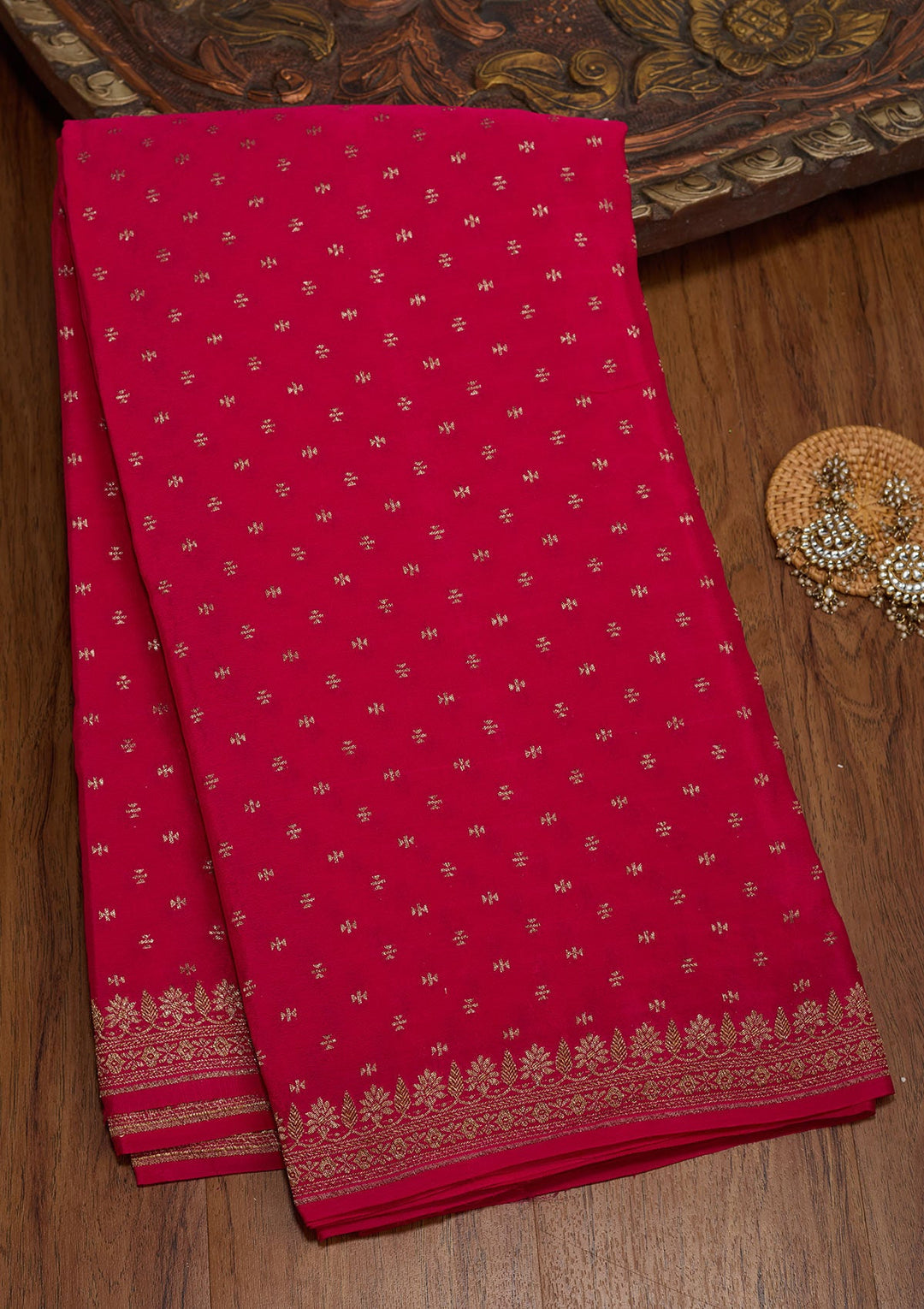 Pink Zariwork Pure Crepe Silk Saree-koskii