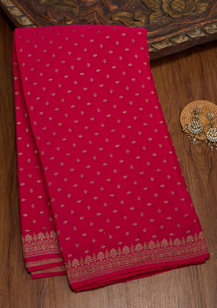 Pink Zariwork Pure Crepe Silk Saree-koskii