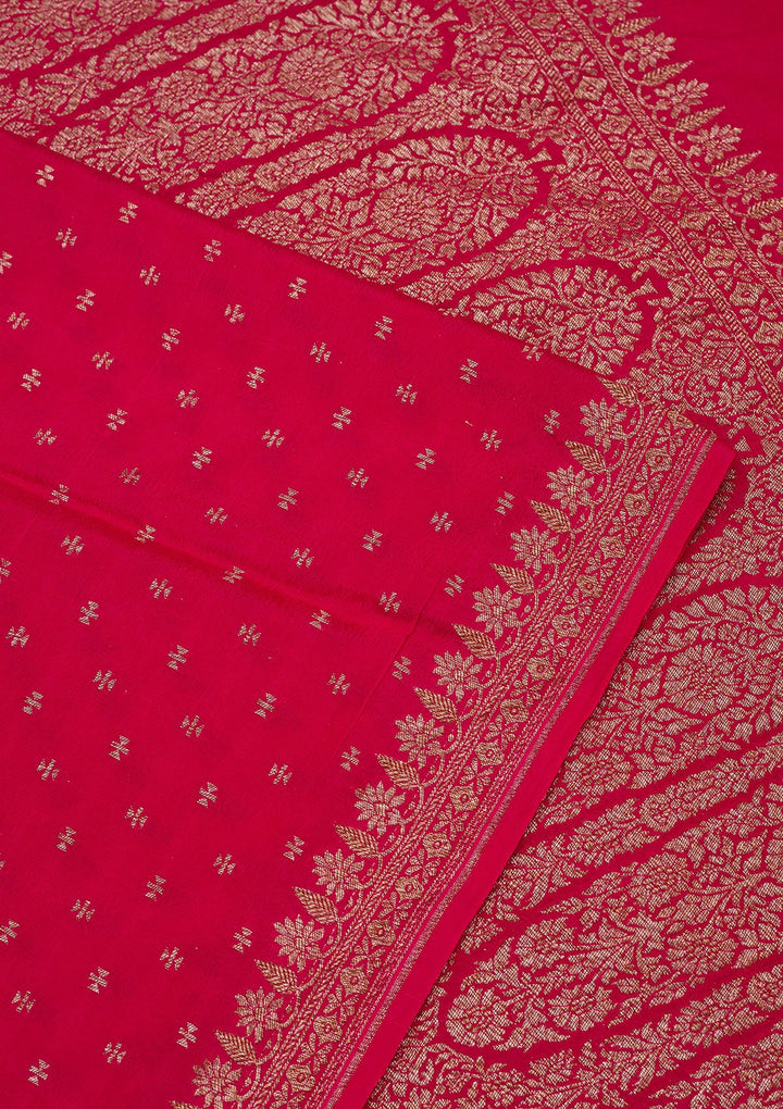 Pink Zariwork Pure Crepe Silk Saree