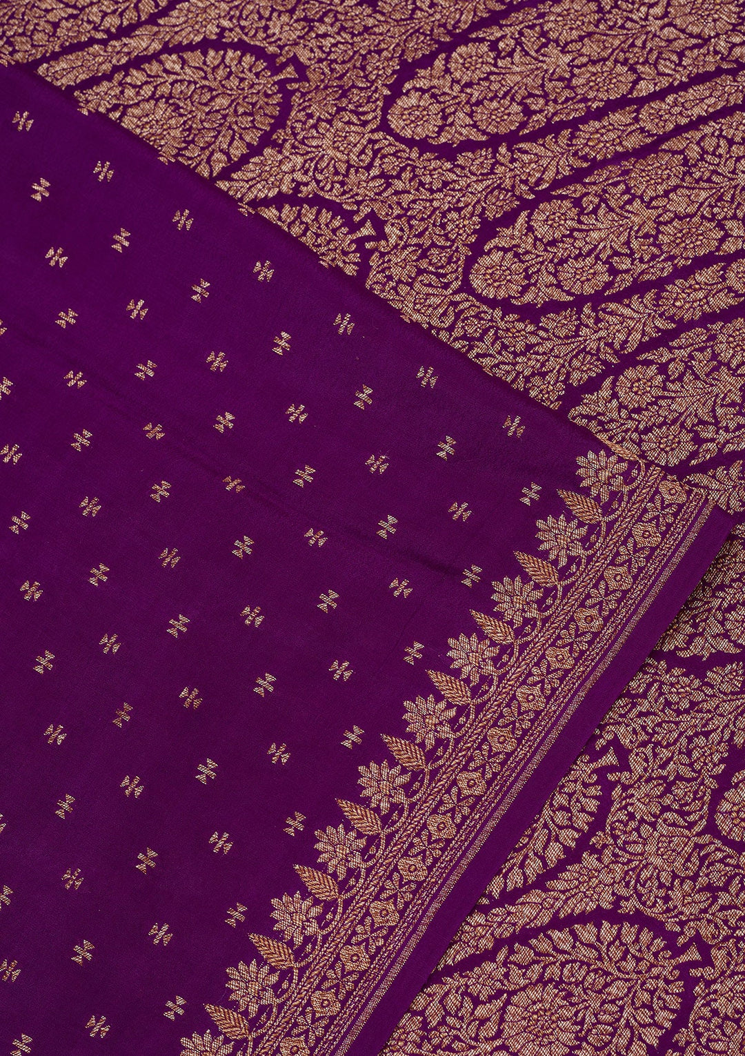 Purple Zariwork Pure Crepe Silk Saree