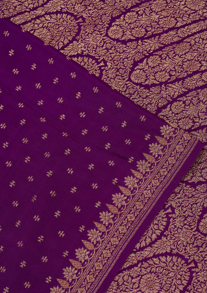 Purple Zariwork Pure Crepe Silk Saree
