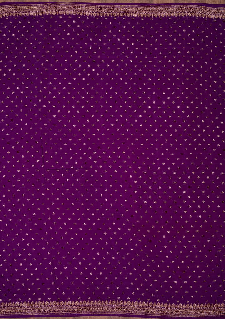 Purple Zariwork Pure Crepe Silk Saree