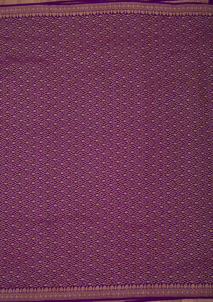 Purple Zariwork Pure Crepe Silk Saree