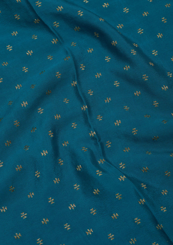 Rama Green Zariwork Pure Crepe Silk Saree