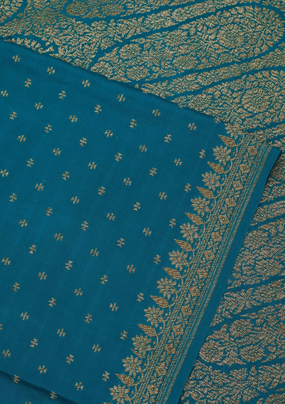 Rama Green Zariwork Pure Crepe Silk Saree