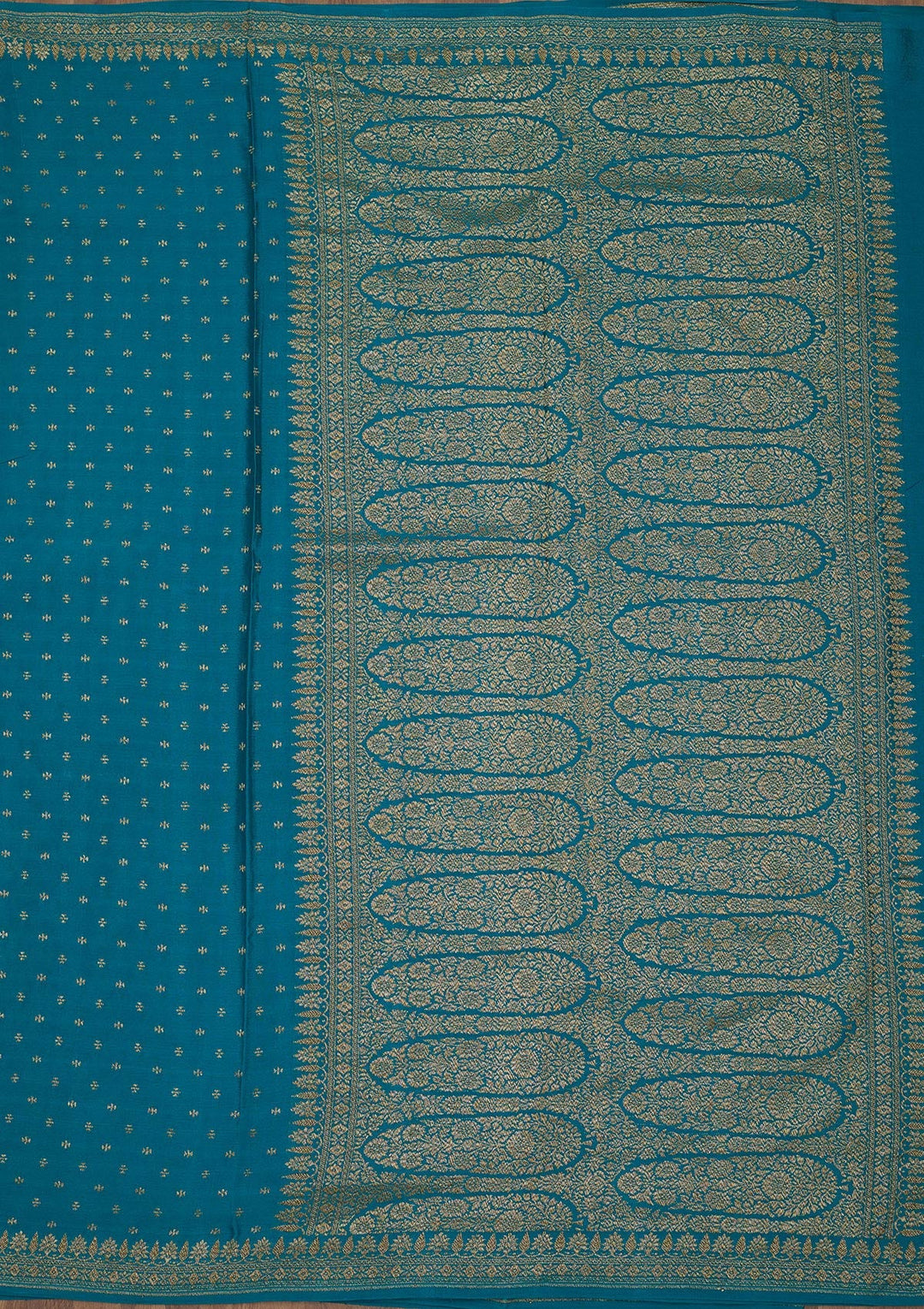 Rama Green Zariwork Pure Crepe Silk Saree