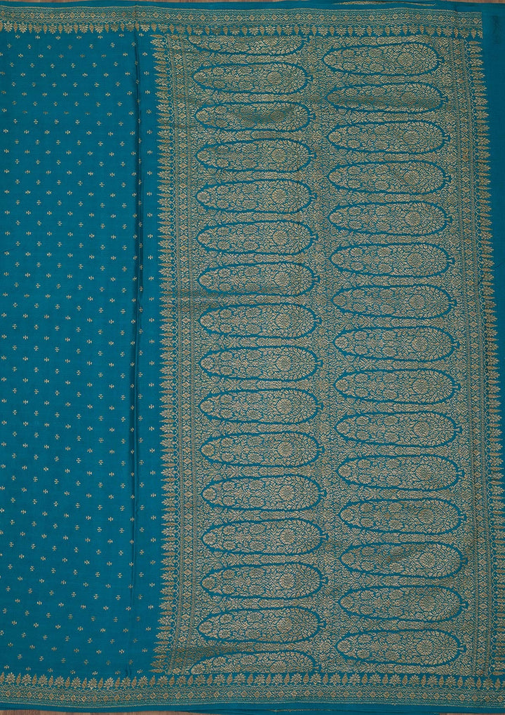 Rama Green Zariwork Pure Crepe Silk Saree