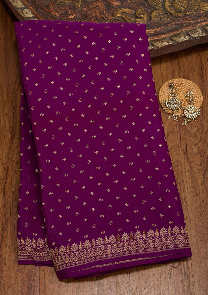 Violet Zariwork Pure Crepe Silk Saree