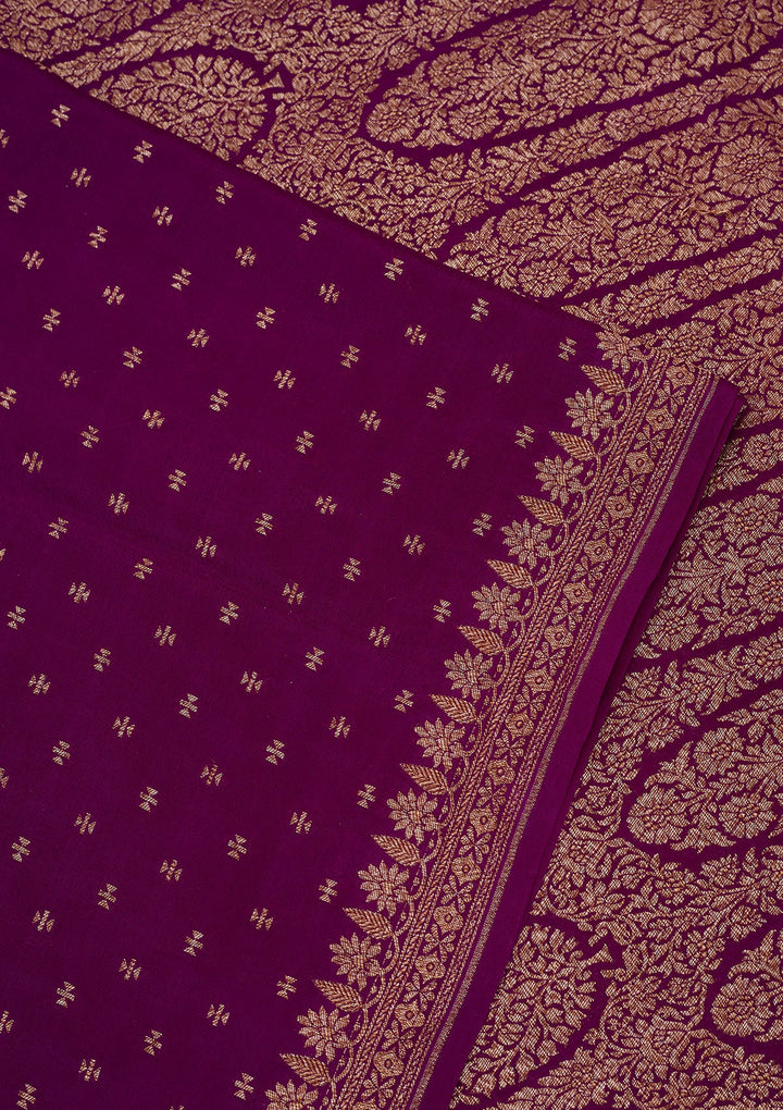 Violet Zariwork Pure Crepe Silk Saree