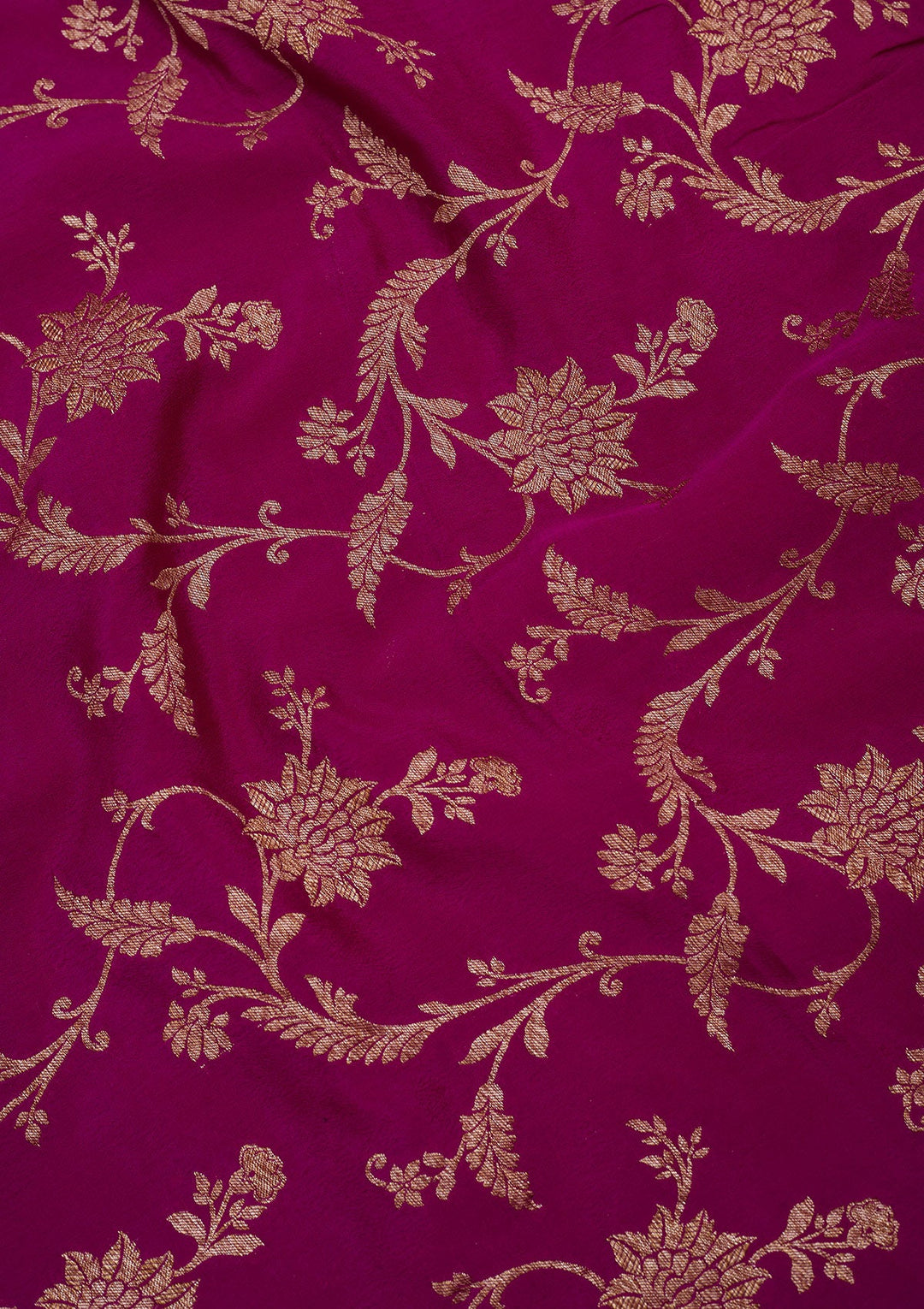 Magenta Pink Zariwork Pure Crepe Silk Saree