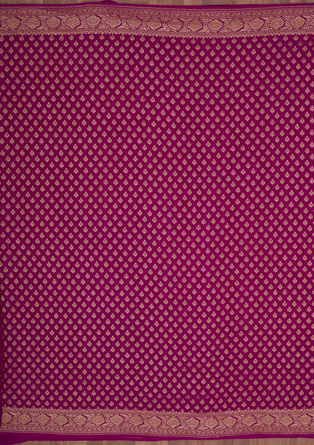 Magenta Pink Zariwork Pure Crepe Silk Saree