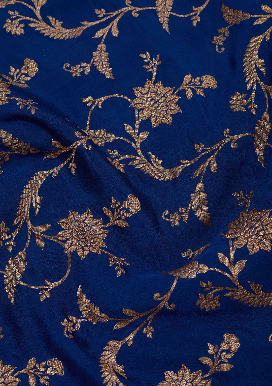 Peacock Blue Zariwork Pure Crepe Silk Saree
