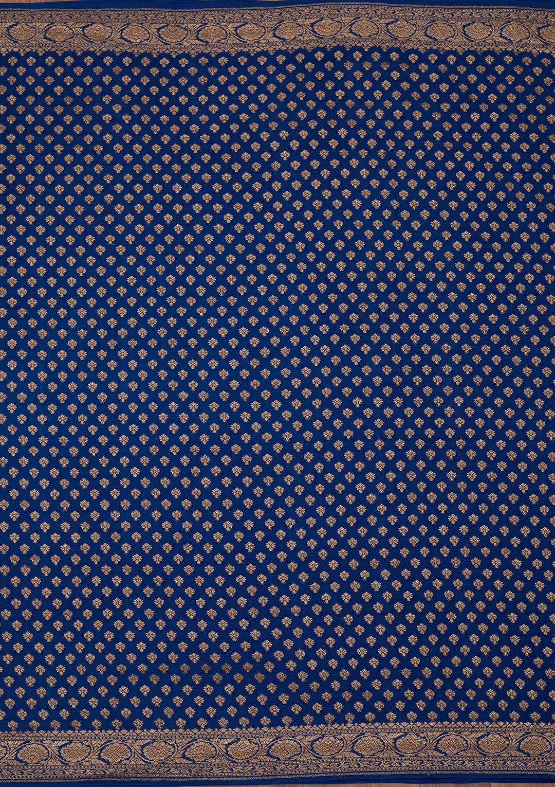 Peacock Blue Zariwork Pure Crepe Silk Saree